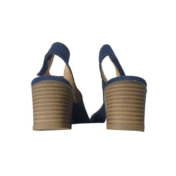 Women's Aussie Blue Suede Heels Cutout Peep-Toe Block Heel Sandals Size 6.5 - Picture 7 of 9